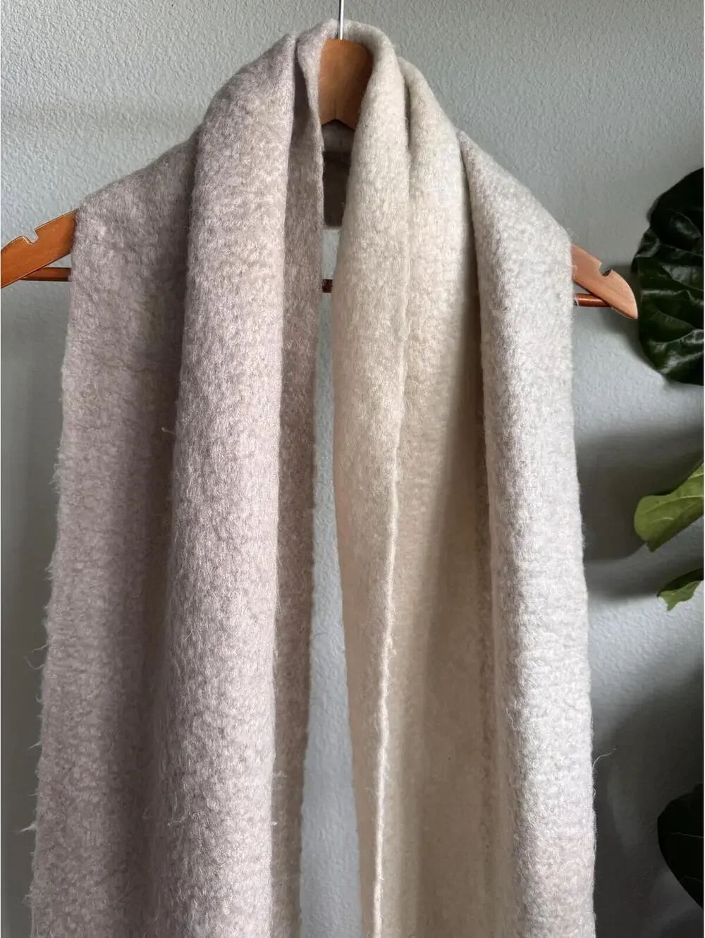 ASOS DESIGN Beige Two Tone Fluffy Tassel Scarf Oversized Winter Wrap One Size